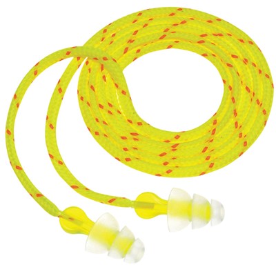 3M Tri-Flange Cloth Cord NRR 26 Reusable Ear Plugs, Pair